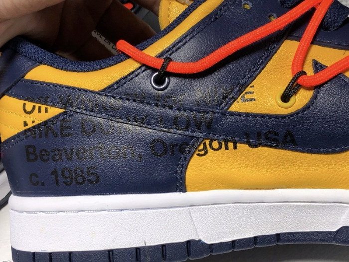 off white nike dunk low university gold midnight navy ct0856-700