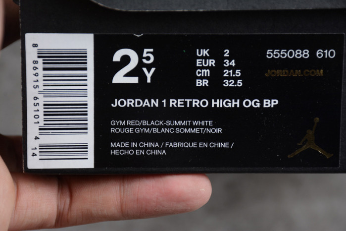 AIR Jordan 1 Retro High Bred Toe KID-555088-610