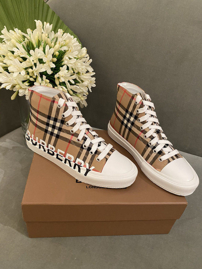 B**rry vintage check cotton high-top sneakers