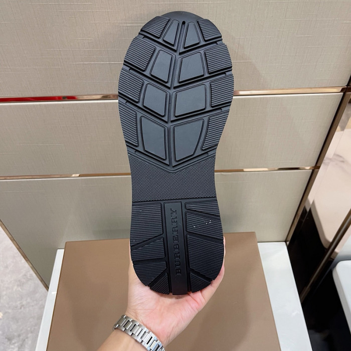 B**rry vintage check, leather and mesh sneakers