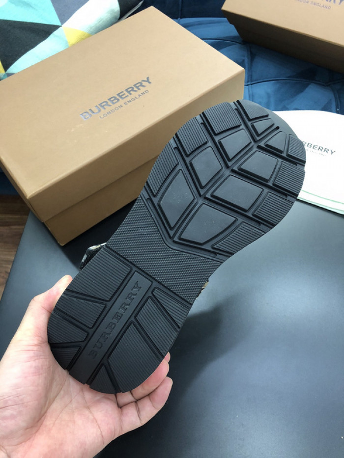 B**rry vintage check, leather and mesh sneakers