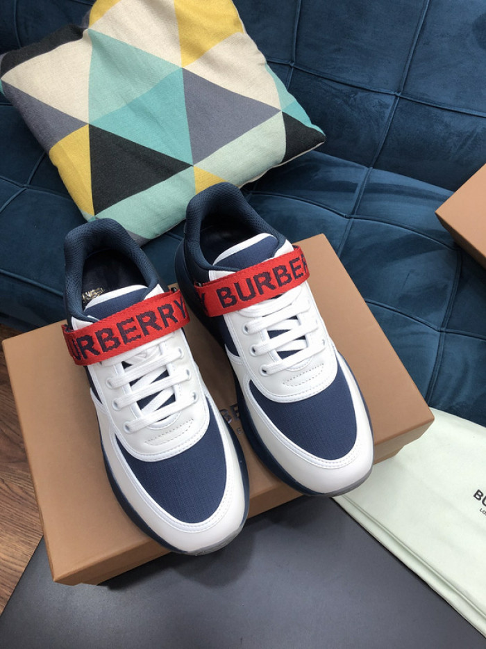 B**rry vintage check, leather and mesh sneakers