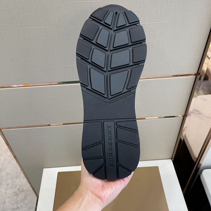 B**rry vintage check, leather and mesh sneakers