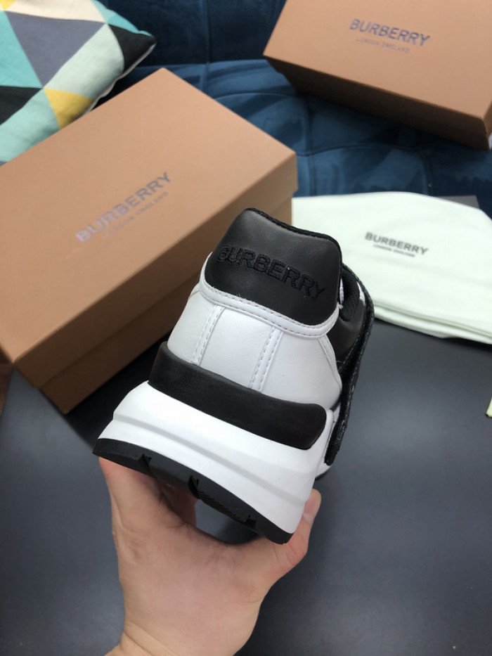 B**rry vintage check, leather and mesh sneakers